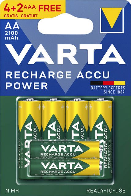 Batterij oplaadbaar Varta ready2use 4xAA 2100mAh