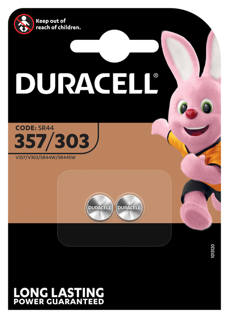 Batterij Duracell knoopcel 2×357/303 zilver oxide Ø11,6mm 2 stuks