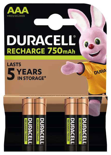 Batterij oplaadbaar Duracell 4xAAA 750mAh Plus