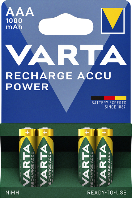 Batterij oplaadbaar Varta 4xAAA 1000mAh ready2use