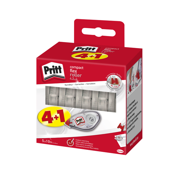 Correctieroller Pritt compact 4.2mmx10m valuepack à 4+1 gratis