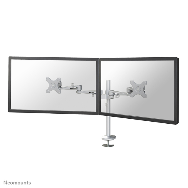 Monitorarm Neomounts D935DG 2×10-27″ doorvoer zilvergrijs