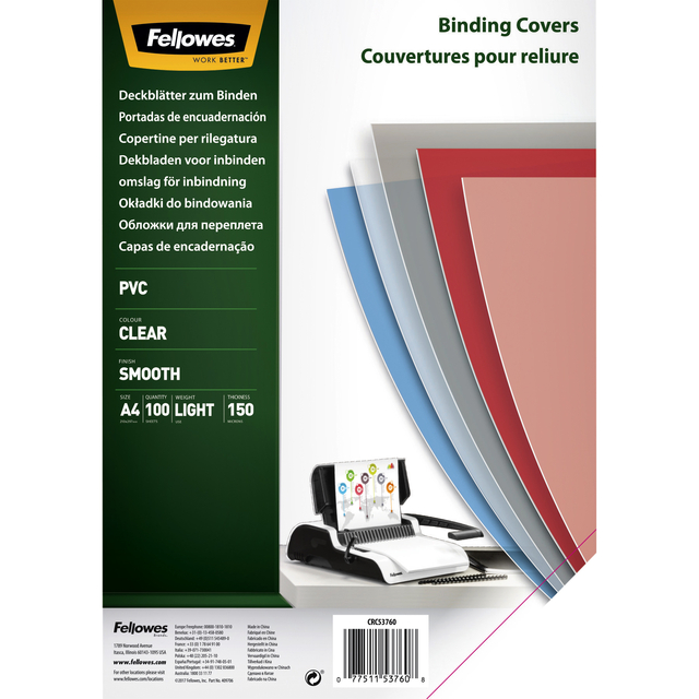 Voorblad Fellowes A4 PVC 150micron 100stuks