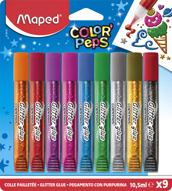 Glitterlijm Maped Color’Peps set á 9 kleuren