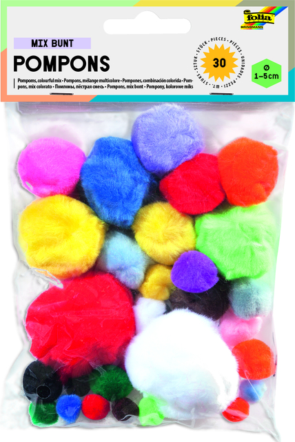 Pompon Folia 30 stuks diverse kleuren en afmetingen