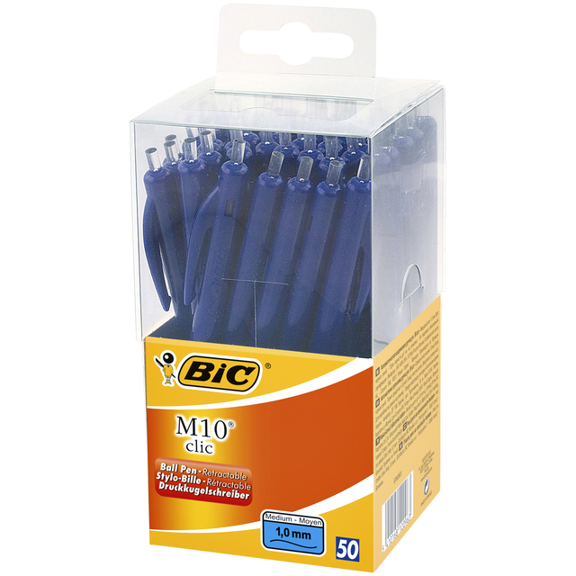 Balpen Bic M10 medium blauw in tubo verpakking