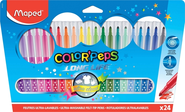 Viltstift Maped Color’Peps Long Life set á 24 kleuren