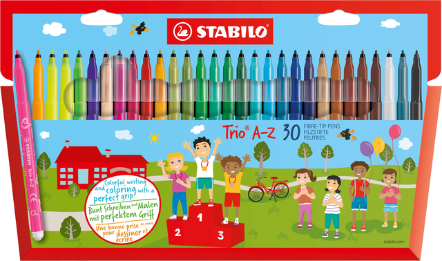 Viltstift STABILO Trio A-Z 378/30 assorti etui à 30 stuks