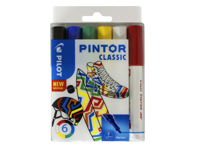 Verfstift Pilot Pintor classic fijn assorti etui à 6 stuks