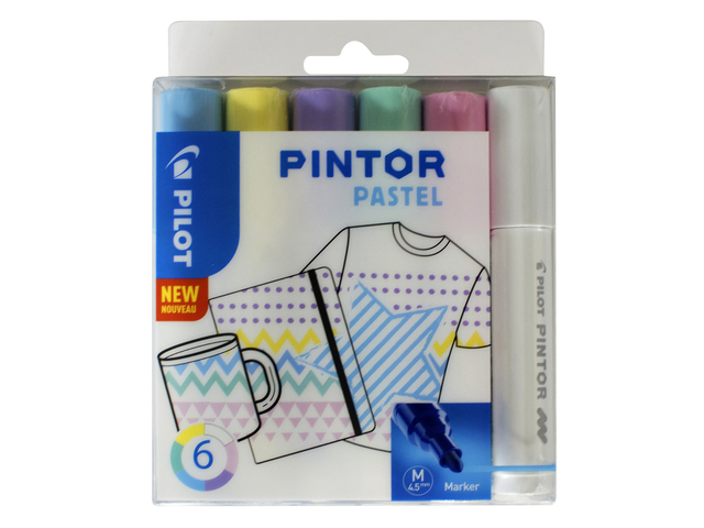 Verfstift Pilot Pintor pastel medium assorti etui à 6 stuks