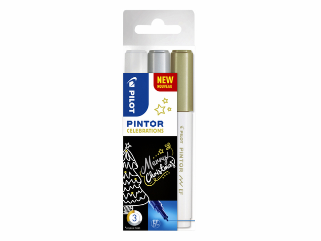 Verfstift Pilot Pintor celebrations extra fijn assorti etui à 3 stuks