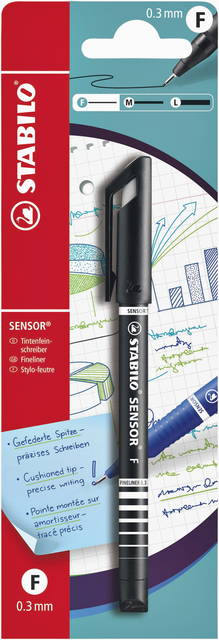 Fineliner STABILO Sensor 10198 fijn zwart blister à 1 stuk