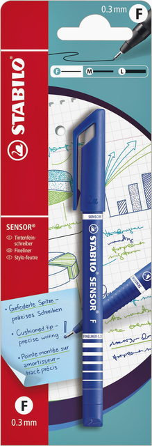 Fineliner STABILO Sensor 10195 fijn blauw blister à 1 stuk