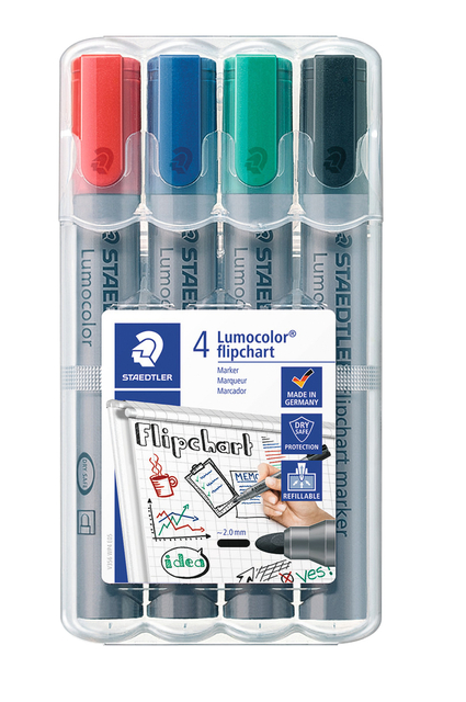 Viltstift Staedtler 356 voor flipover rond 2mm 4 stuks assor