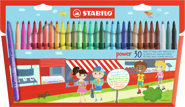 Viltstift STABILO power 280/30 assorti etui à 30 stuks