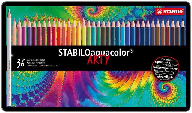 Kleurpotloden STABILO 1636 aquacolor assorti blik à 36 stuks