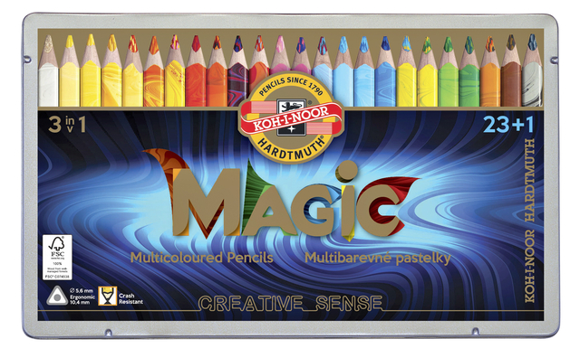 Kleurpotloden Koh-i-Noor Jumbo Magic doos 24  kleuren