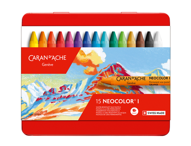 Waskrijt Caran d’Ache neocolor-I 15 stuks assorti