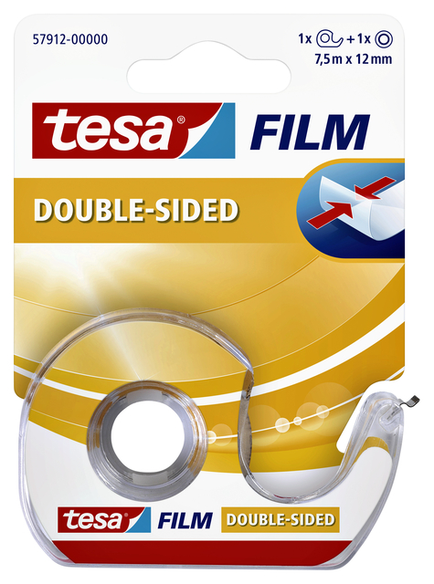 Tape tesafilm® dubbelzijdig  12mmx7,5m transparant met dispenser