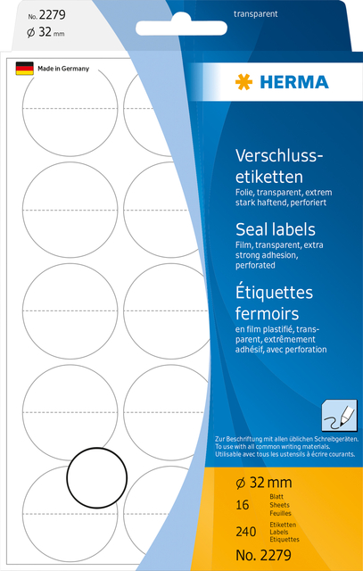 Etiket HERMA 2279 32mm transparant 240stuks