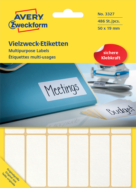 Etiket Avery Zweckform 3327 50x19mm wit 486stuks