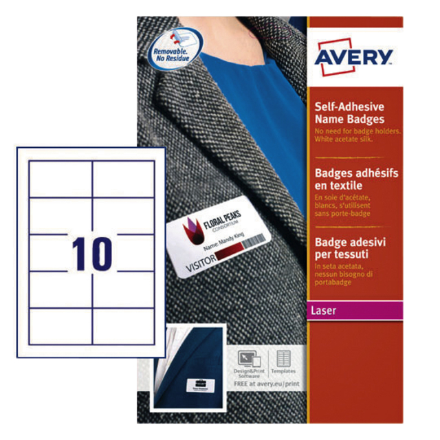 Naambadge etiket Avery L4787-20 80x50mm blauw kader 200stuks