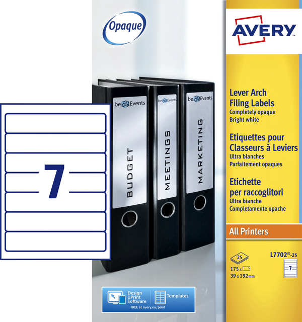 Rugetiket Avery smal 39x192mm zelfklevend wit