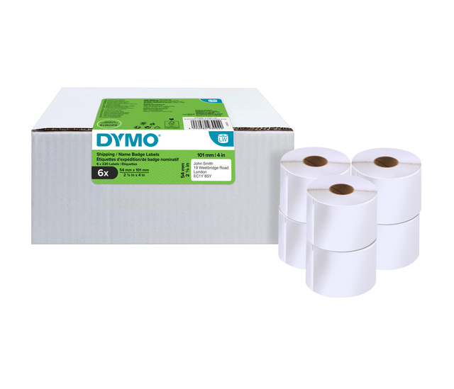 Etiket Dymo LabelWriter naamkaart 54x101mm 6 rollen á 220 stuks wit