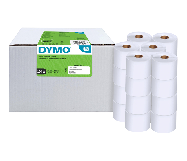 Etiket Dymo LabelWriter adressering 36x89mm 24 rollen á 260 stuks wit