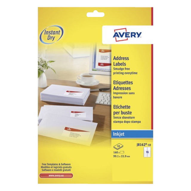 Etiket Avery J8162-10 99.1×33.9mm wit 160stuks