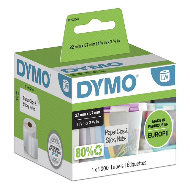 Etiket Dymo LabelWriter multifunctioneel 32x57mm 1 rol á 1000 stuks wit