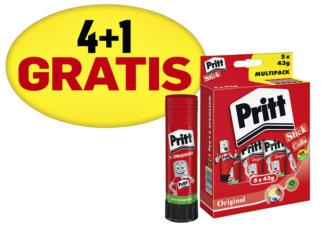 Lijmstift Pritt 43gr promopack 4+1 gratis