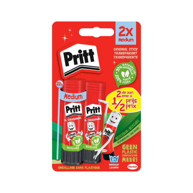 Lijmstift Pritt 22gr op blister à 2 stuks