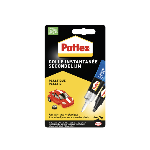 Secondelijm Pattex all plastic tube 2gram op blister