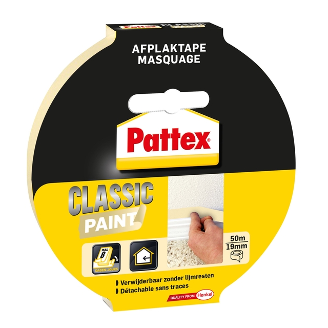 Afplaktape Pattex Classic 19mmx50m creme