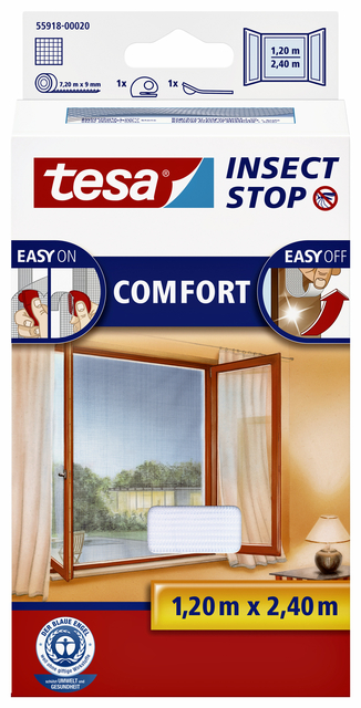 Insectenhor tesa® Insect Stop COMFORT buitendraaiende ramen 1,2×2,4m wit