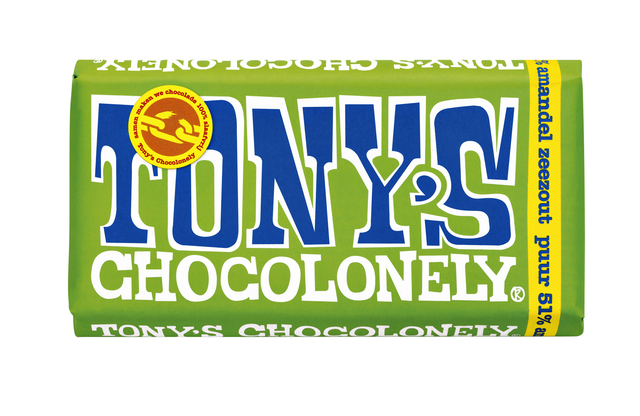 Chocolade Tony’s Chocolonely puur amandel zeezout reep 180gr