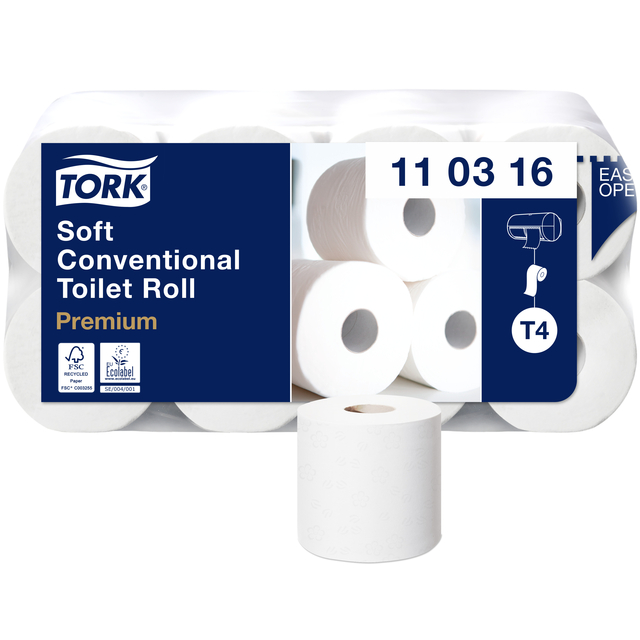 Toiletpapier Tork T4 traditioneel premium 3-laags 250 vel  wit 110316