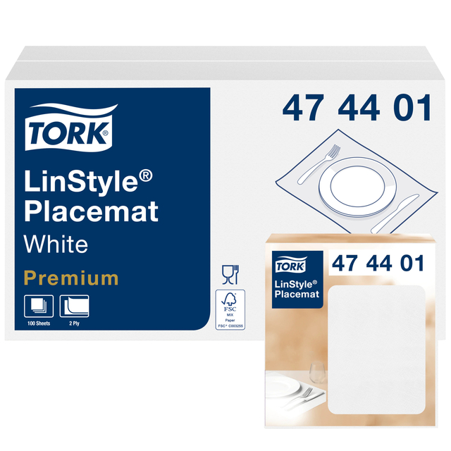 Placemats Tork  LinStyle® 39x30cm 100st wit 474401