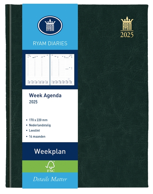 Agenda 2025 Ryam Weekplan Mundior 7dagen/2pagina’s zwart