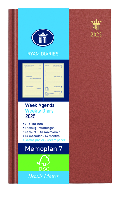 Agenda 2025 Ryam Memoplan 7 Nappa 7dagen/2pagina’s assorti