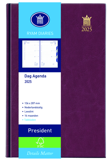 Agenda 2025 Ryam President 1dag/1pagina bordeaux