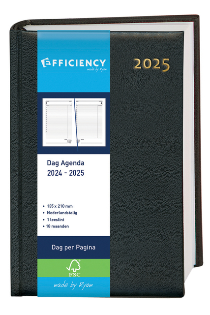 Schoolagenda 2024-2025 18mnd Ryam Efficiency Baladek 1dag /1pagina zwart