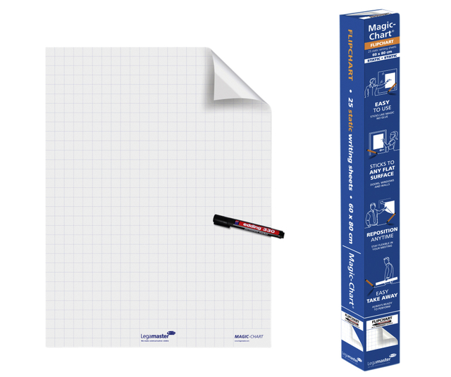 Magic-Chart Legamaster flipchart 60x80cm wit met ruit