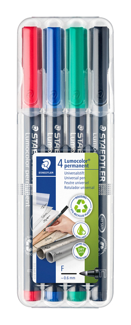 Viltstift Staedtler Lumocolor 318 permanent F set à 4 stuks assorti