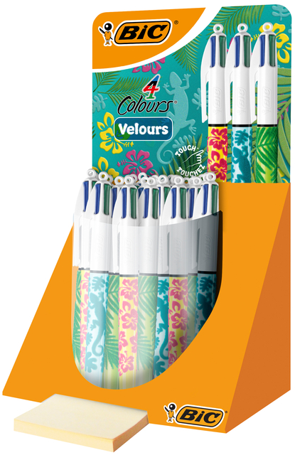 Balpen Bic 4kleuren velours medium assorti