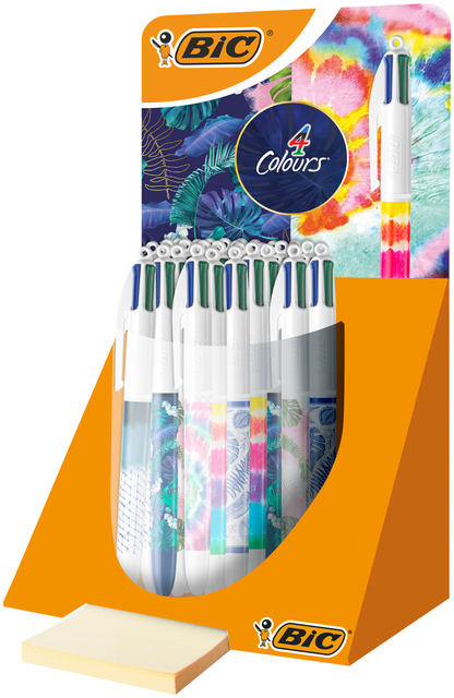 Balpen Bic 4 kleuren medium Botonical & Tie Dye