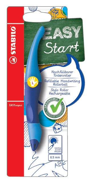 Rollerpen STABILO Easyoriginal linkshandig licht/donkerblauw blister à 1 stuk