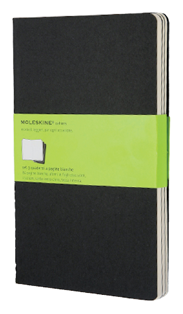 Schrift Moleskine 130x210mm blanco 160 pagina’s 70gr zwart set à 3 stuks