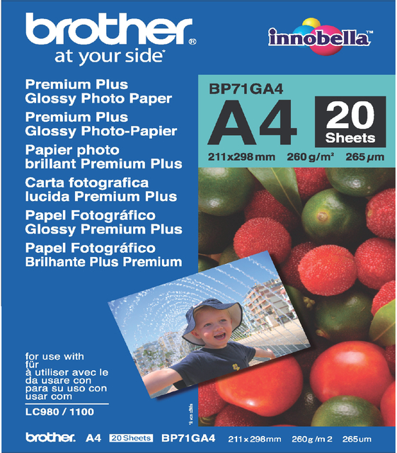 Inkjetpapier Brother Bp-71 A4 glans 260gr 20vel